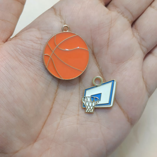 Basketball & Basket Sports Theme Metal Charms