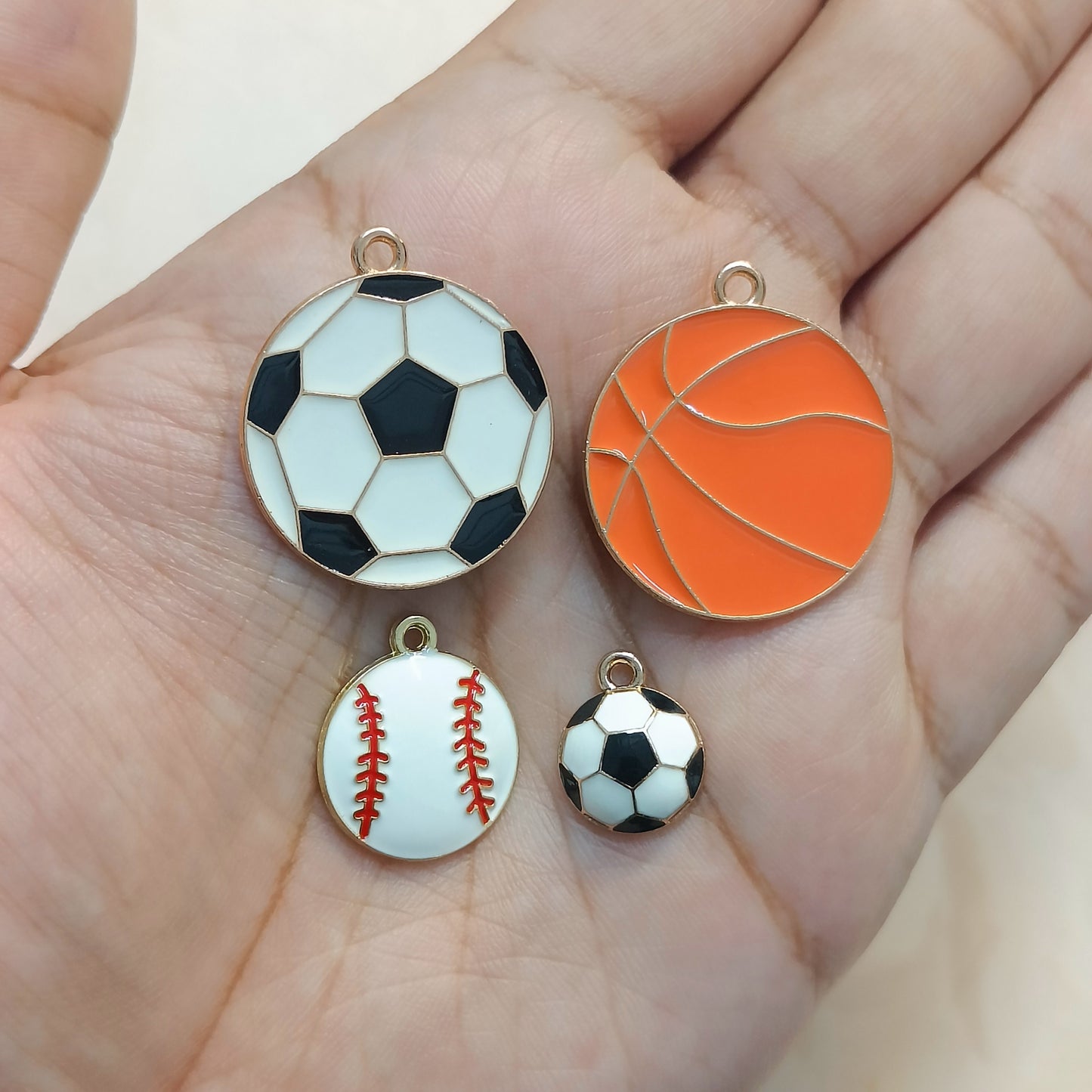 Football, Basketball & Baseball Sports Theme Metal Charms