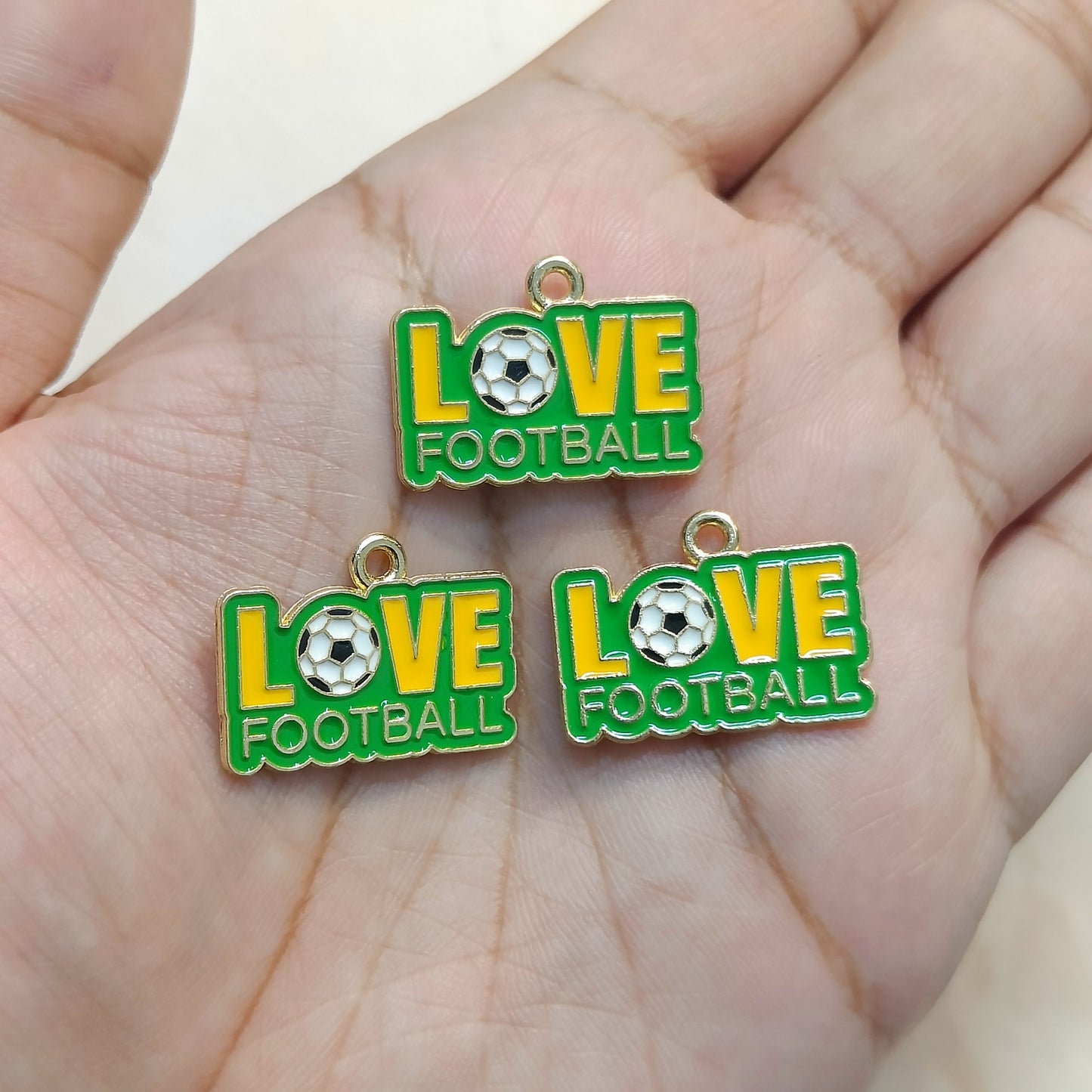 Love Football Sports Theme Metal Charms