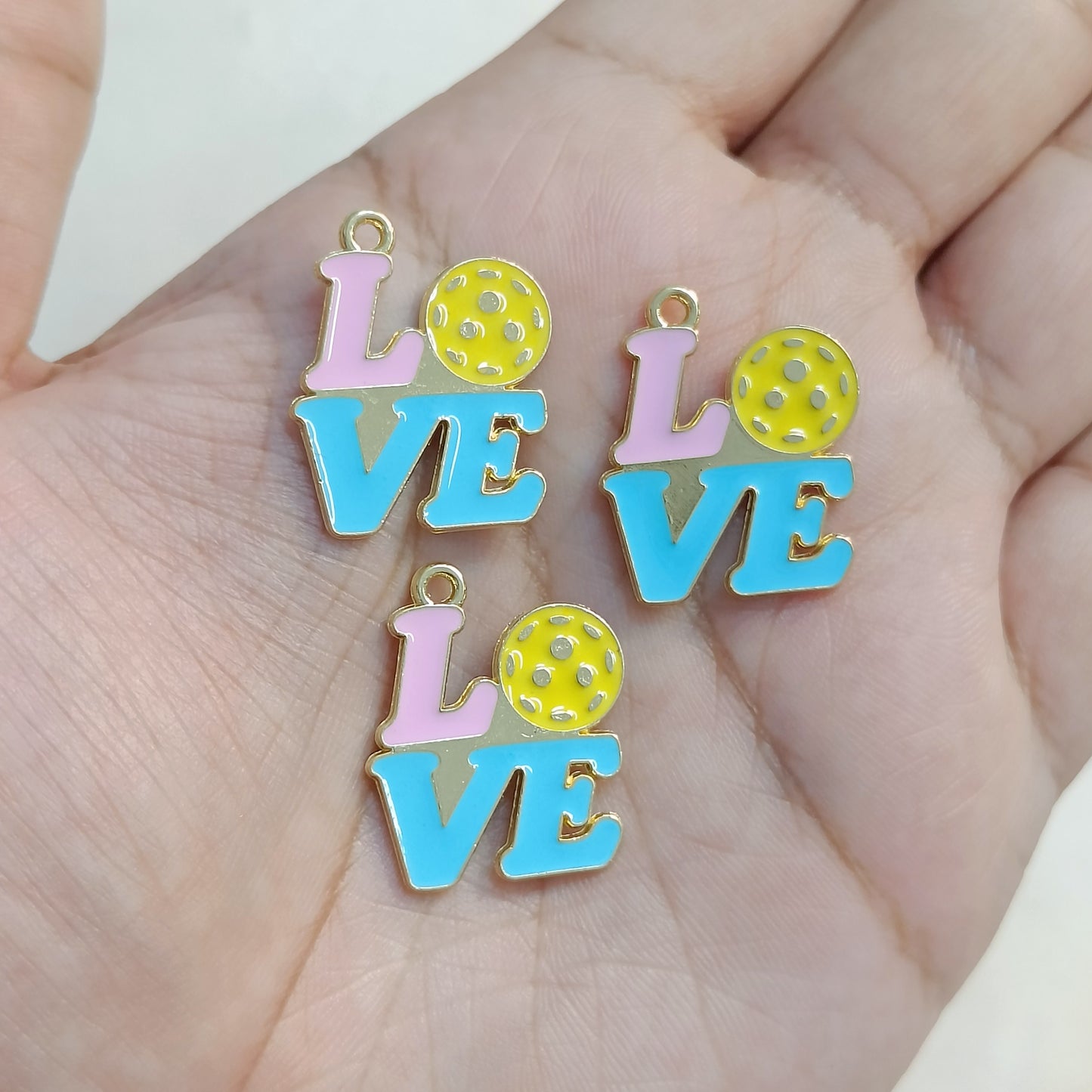 Love Pickleball Sports Theme Metal Charms