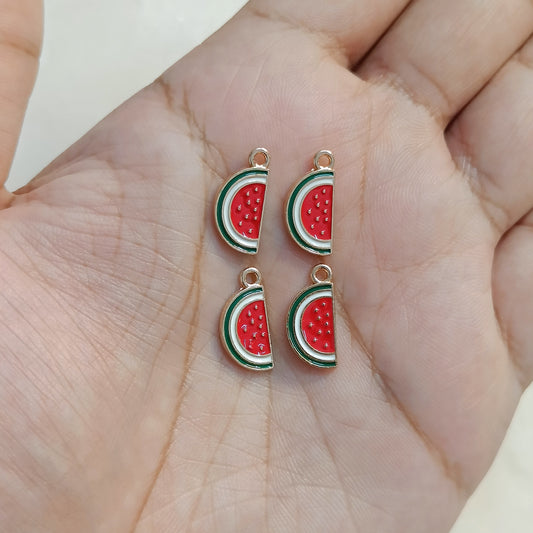Mini Watermelon Fruit Slice Metal Charms