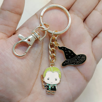 Draco Malfoy & Wizard Hat Harry Potter Theme Bag Charm Keychain