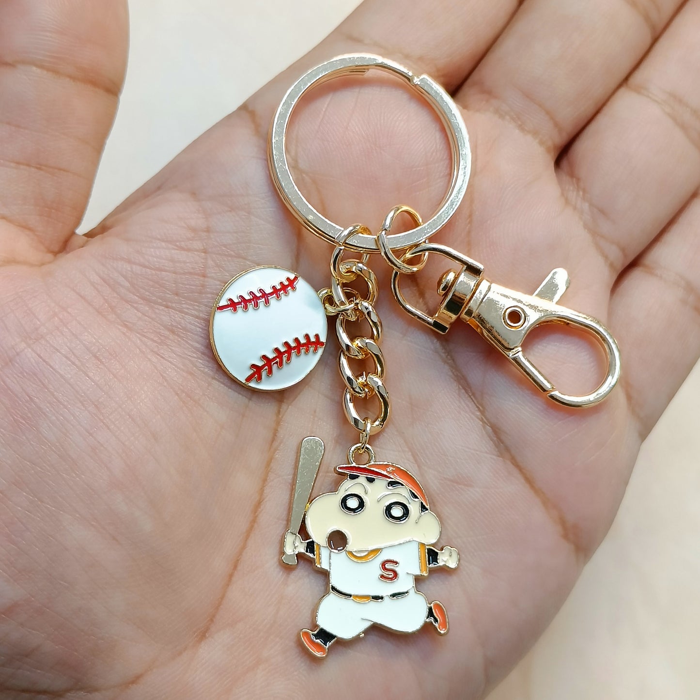 Sporty Shinchan & Mini Baseball Bag Charm Keychain