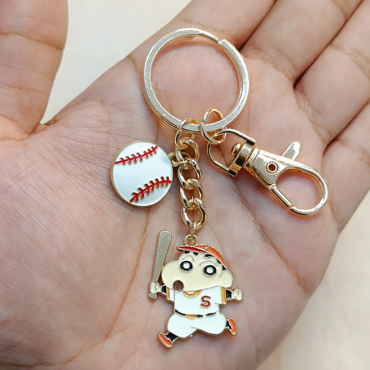 Sporty Shinchan & Mini Baseball Bag Charm Keychain