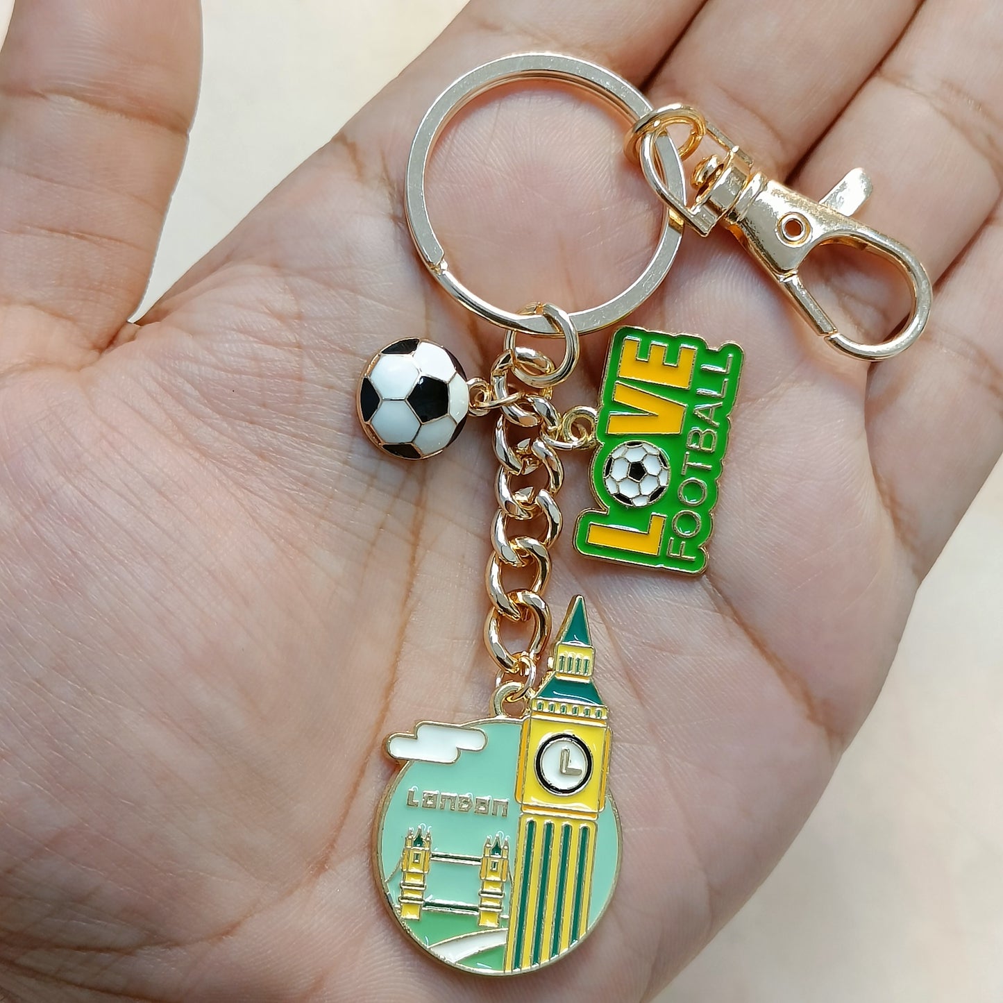 Football & London Tourist Coin Sports & Travel Theme Bag Charm Keychain