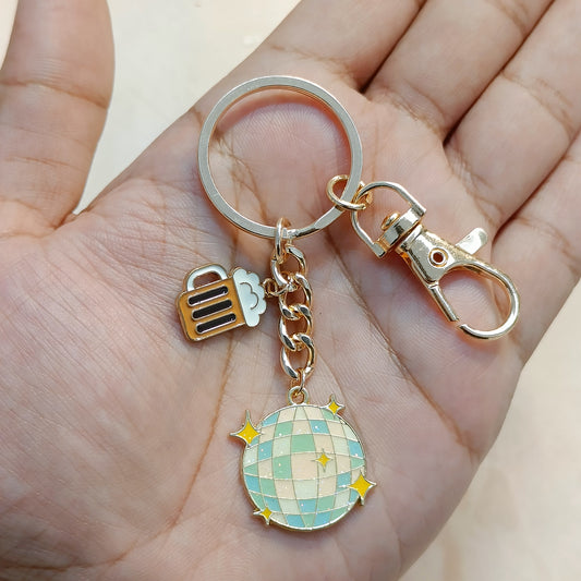 Beer Mug & Disco Ball Party Theme Bag Charm Keychain
