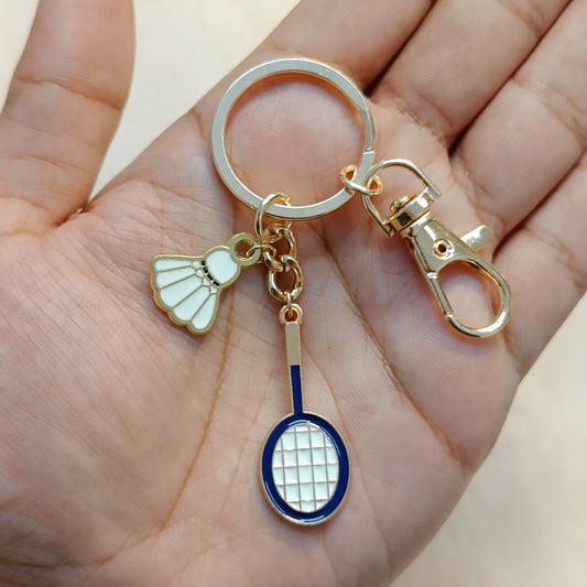 Badminton Racquet & Shuttlecock Sports Theme Bag Charm Keychain