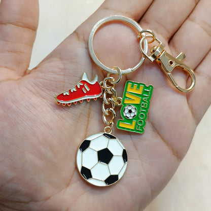 Love Football, Studs & Big Football Charms Sports Theme Bag Charm Keychain