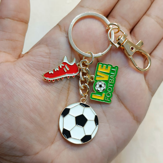 Love Football, Studs & Big Football Charms Sports Theme Bag Charm Keychain