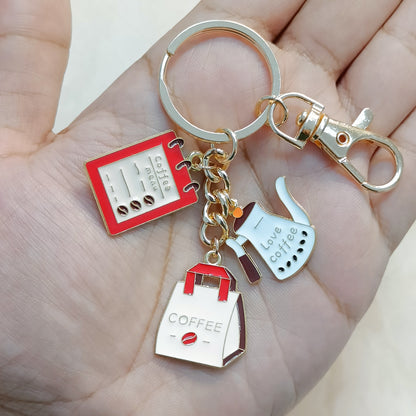 Coffee Menu, Kettle & Takeaway Bag Coffee Theme Bag Charm Keychain