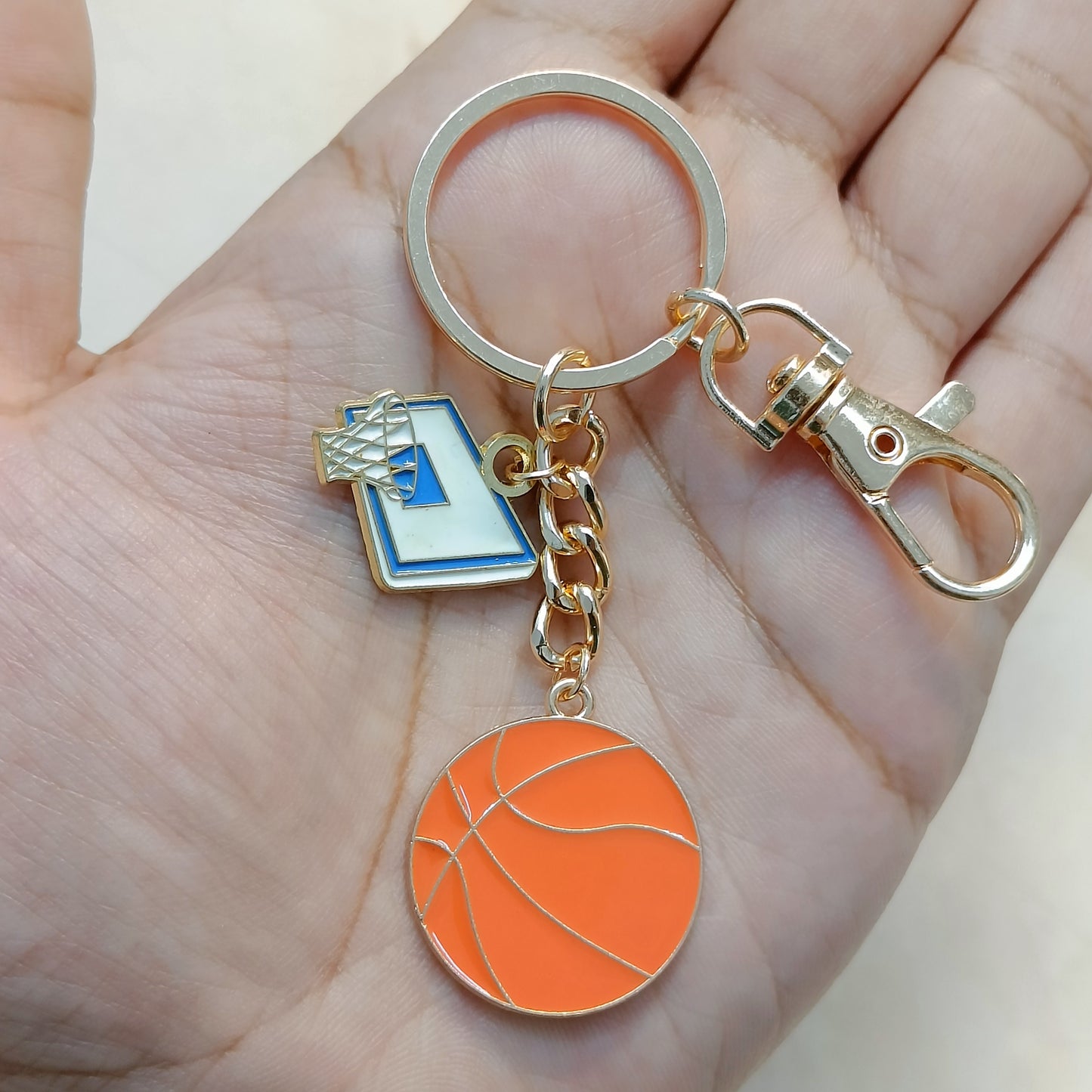 Basketball & Net Sports Theme Bag Charm Keychain