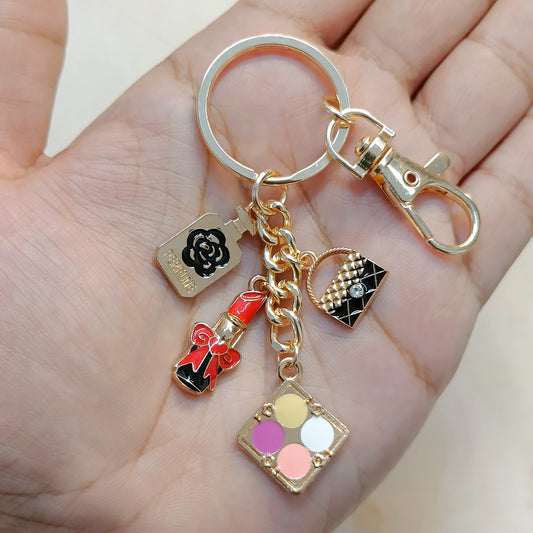 Diva Makeup Theme Four Charms Combo Bag Charm Keychain