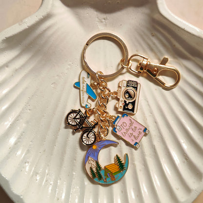 Wanderlust Five Charms Combo Travel Theme Long Bag Charm Keychain