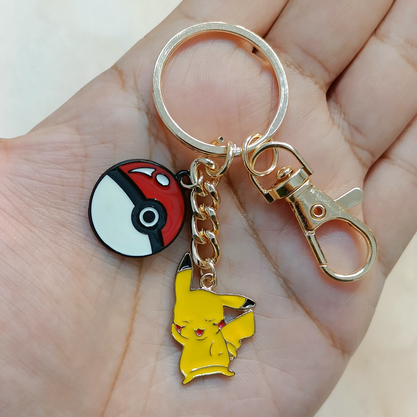 Cute Smiling Pikachu Pokemon & Pokeball Bag Charm Keychain