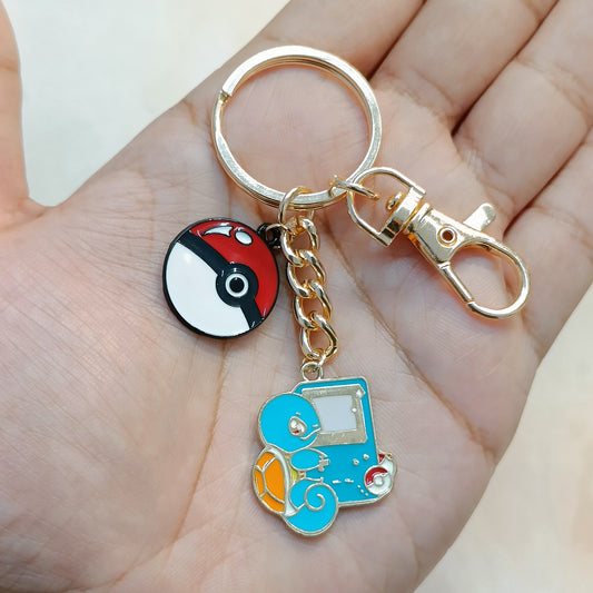 Gameboy Squirtle Pokemon & Pokeball Bag Charm Keychain