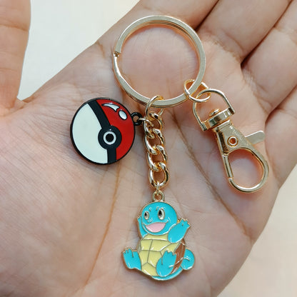 Happy Squirtle Pokemon & Pokeball Bag Charm Keychain