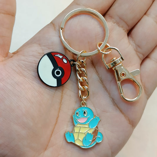 Happy Squirtle Pokemon & Pokeball Bag Charm Keychain