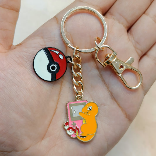 Gameboy Charmander Pokemon & Pokeball Bag Charm Keychain