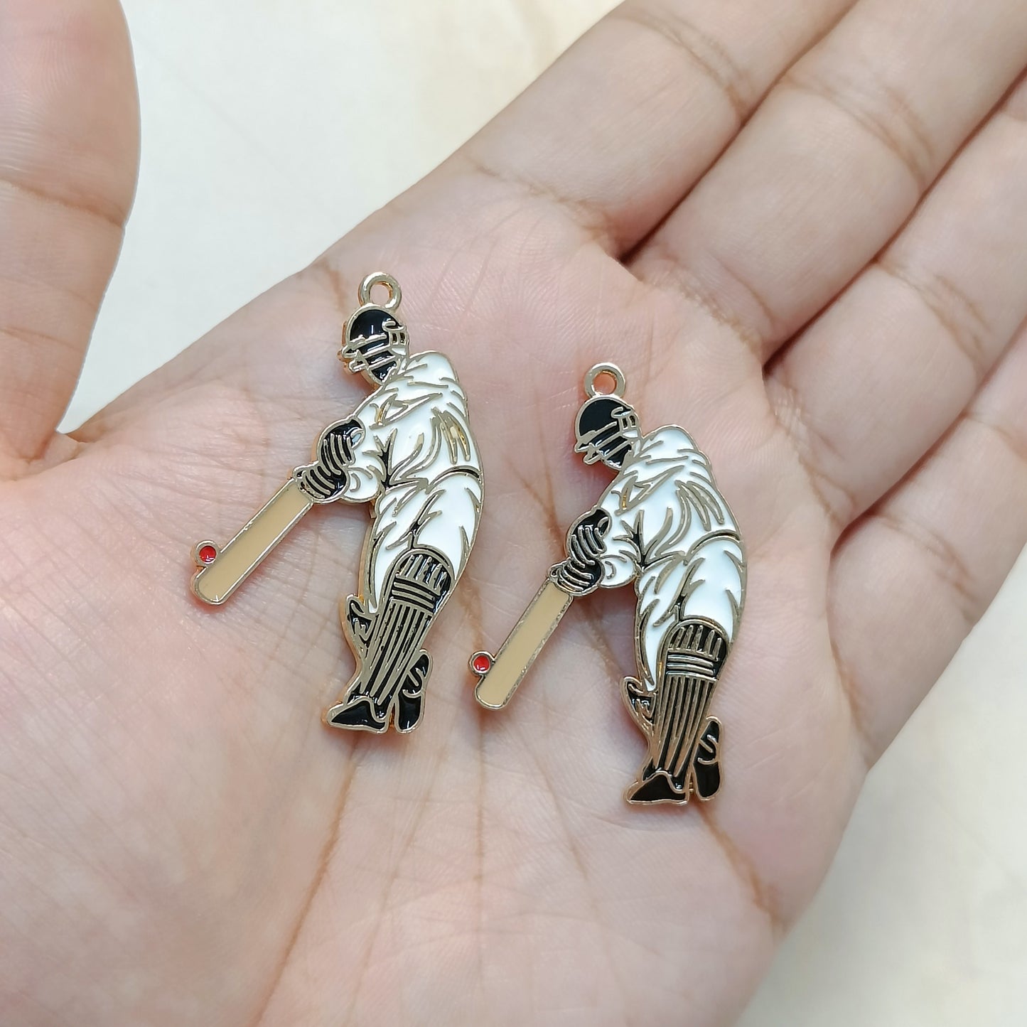 Batsman Cover Drive Cricket Sports Theme Metal Charms