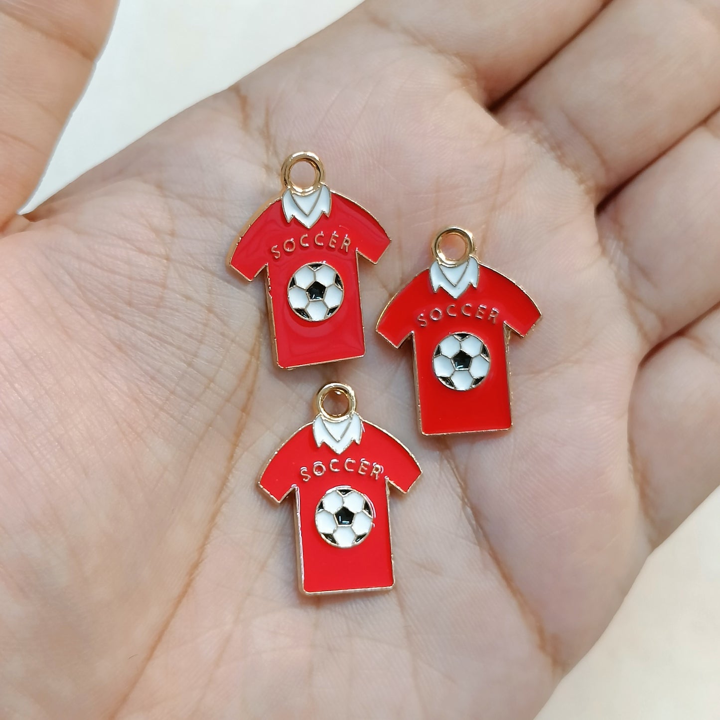 Red Football Jersey Sports Theme Metal Charms
