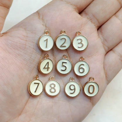 White Number Coin Reversible Metal Charms