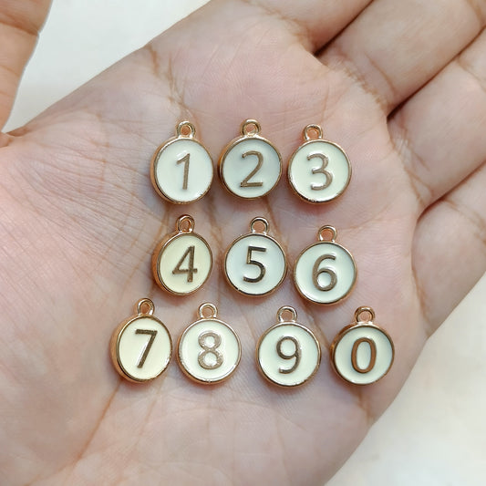 White Number Coin Reversible Metal Charms