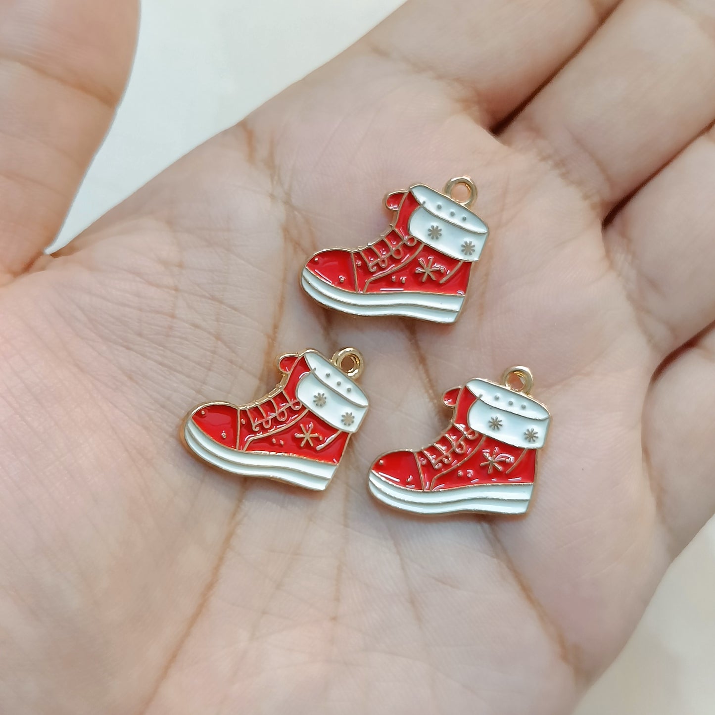 Stylish Red Shoes Metal Charms