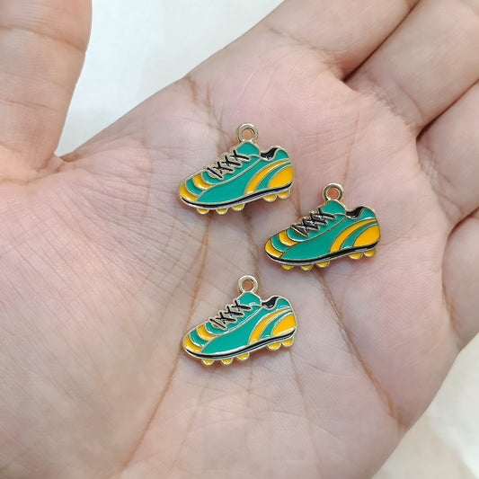 Green Turf Football Shoes Sports Theme Metal Charms