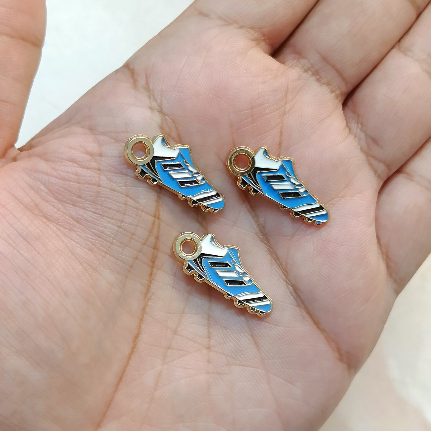 Blue Football Studs Sports Theme Metal Charms