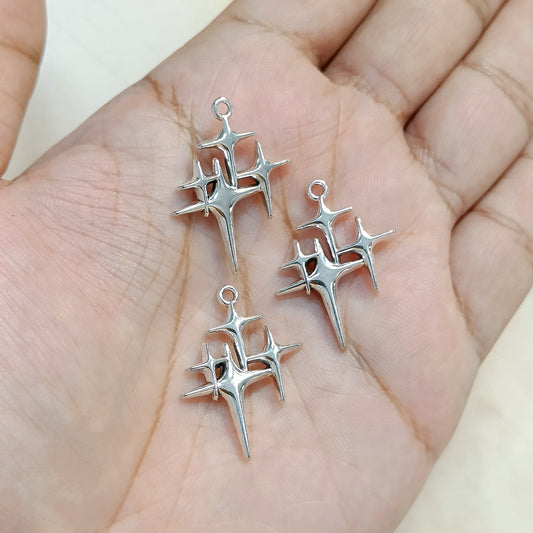 Oxo-Silver Triple Star Cluster Metal Charms