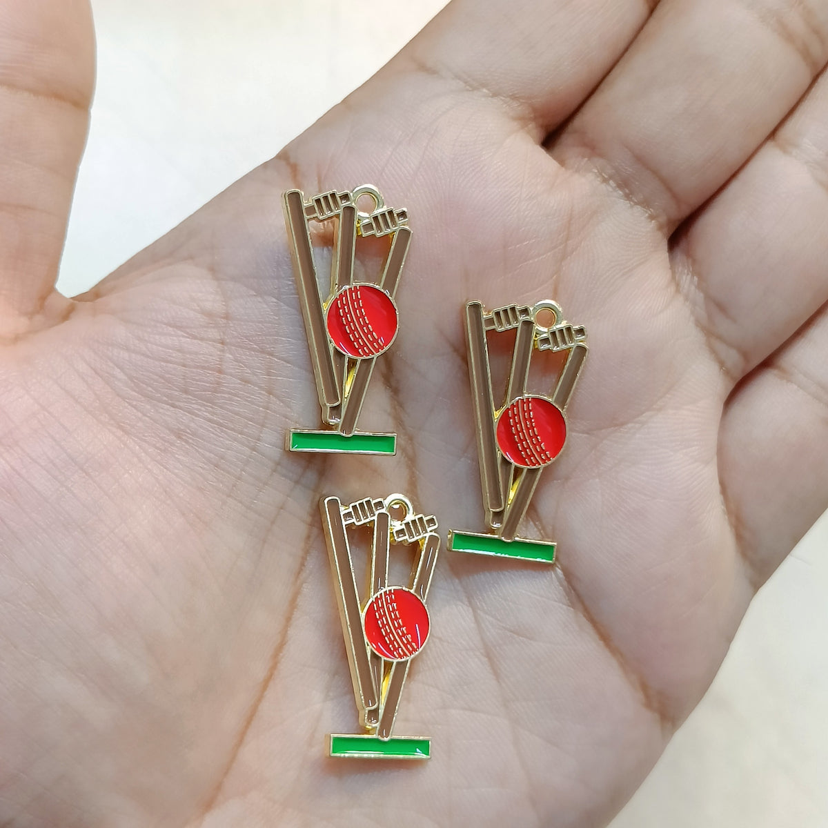Cricket Sports Theme Metal Charms