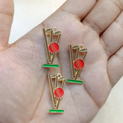 Cricket Sports Theme Metal Charms