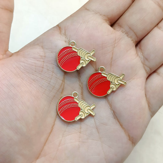 Cricket Ball & Bails Sports Theme Metal Charms