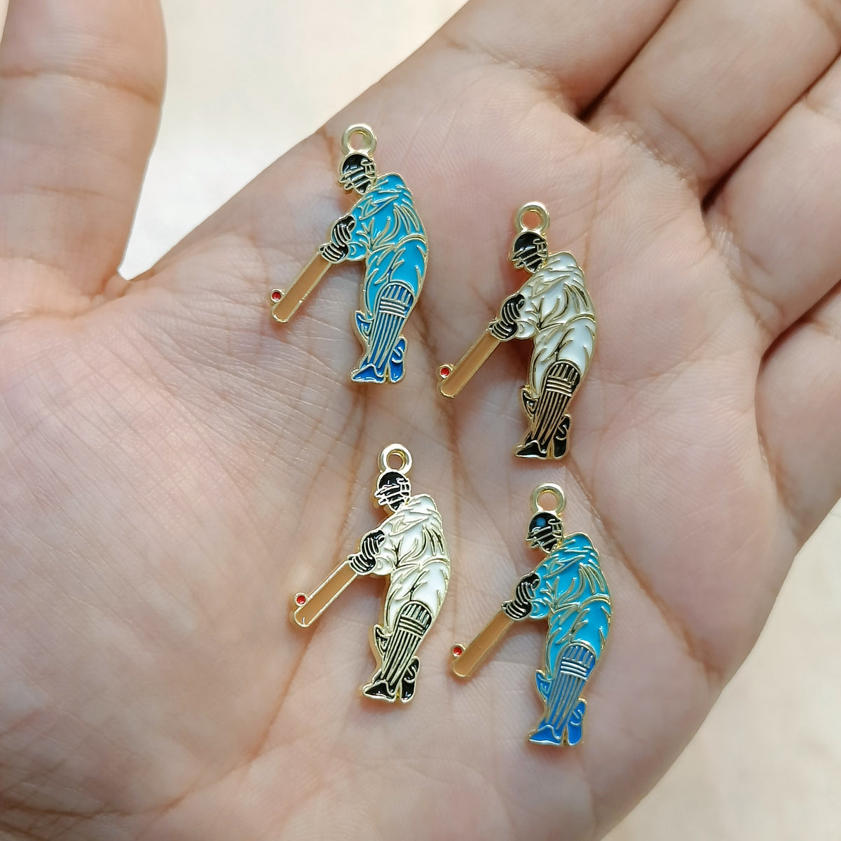 Cricket Cover Drive Batsman (Small) Sports Theme Metal Charms