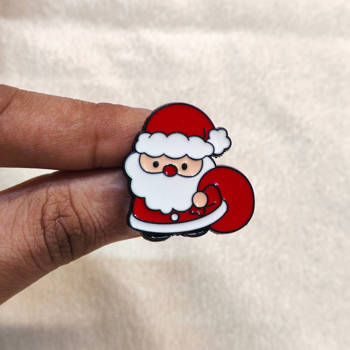 Cute Sneaky Santa Christmas Theme Enamel Pin