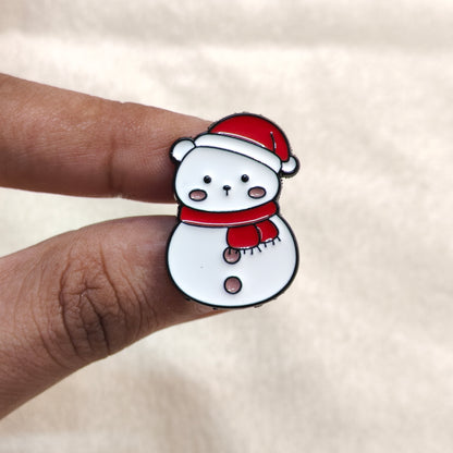 Cute Chonky Snowman Christmas Theme Enamel Pin