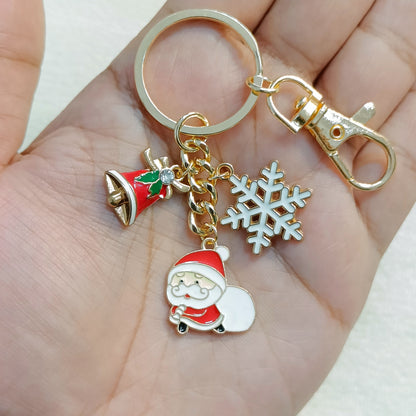 Three Charms Combo Christmas Golden Bag Charm Keychain (Design CK3)