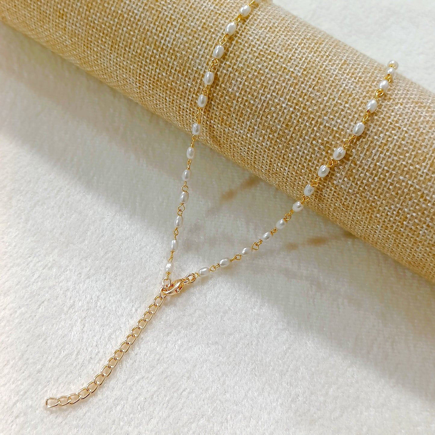 Oval Pearl Knotting Chain Necklace