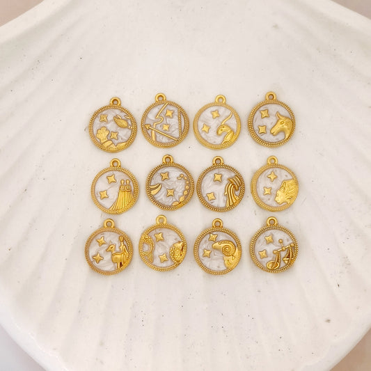 Luxury Zodiac Sign Enamel Metal Charms