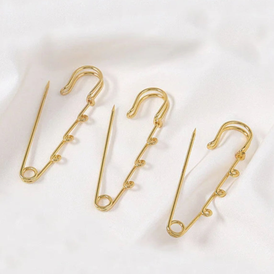 Charm Safety Pin Brooches