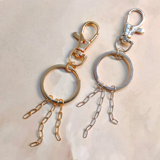 Layered Paperclip Chain Dog-Lock Bag Charm Keychains