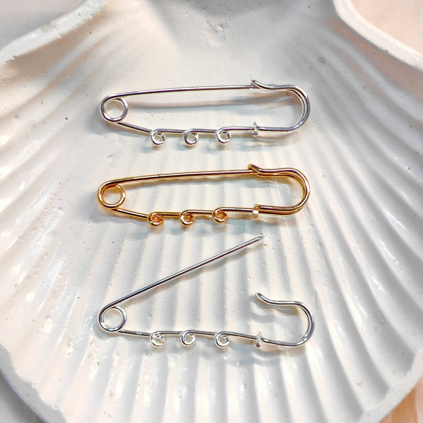 Charm Safety Pin Brooches