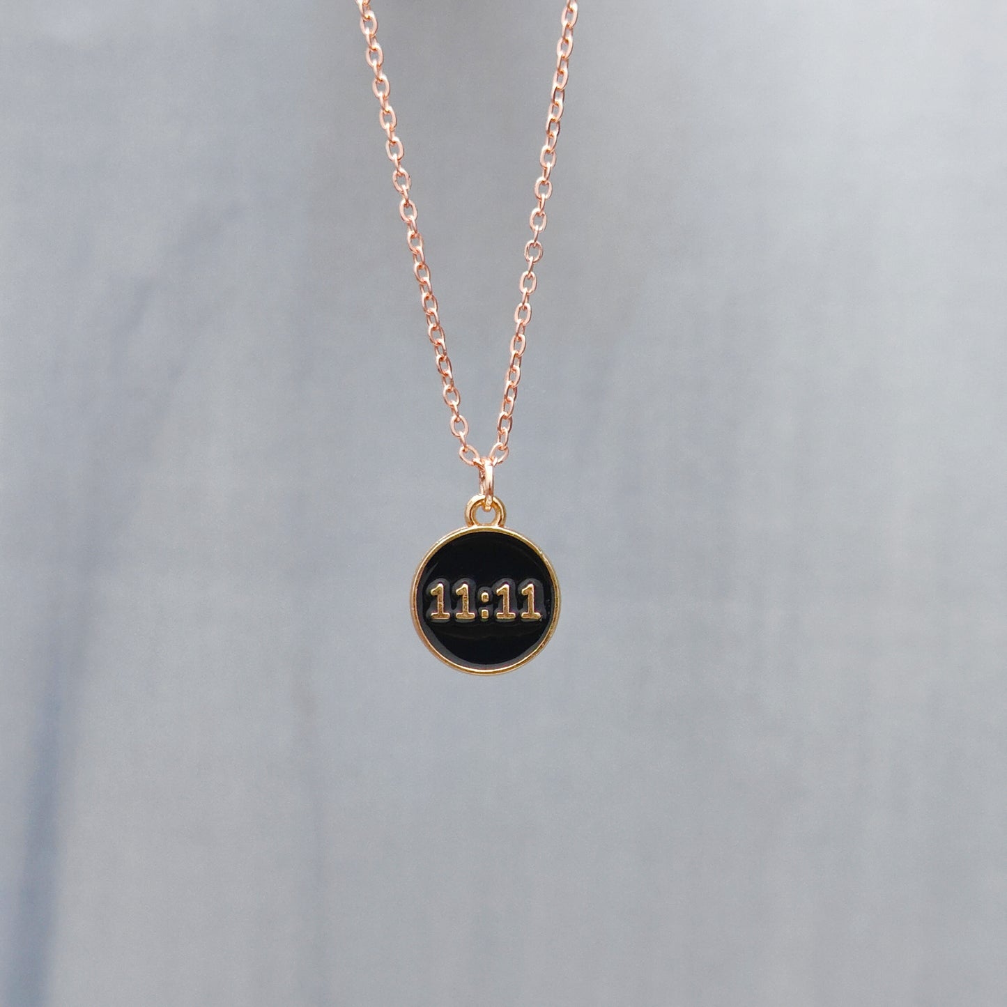 Manifest Black 11:11 Coin Rose Golden Christmas Charm Necklace