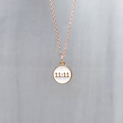 Manifest White 11:11 Coin Rose Golden Christmas Pendant Set (Necklace & Earrings)