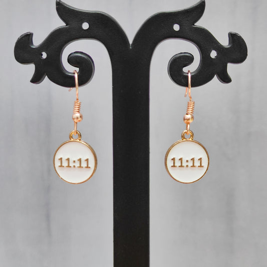 Manifest White 11:11 Coins Rose Golden Christmas Earrings