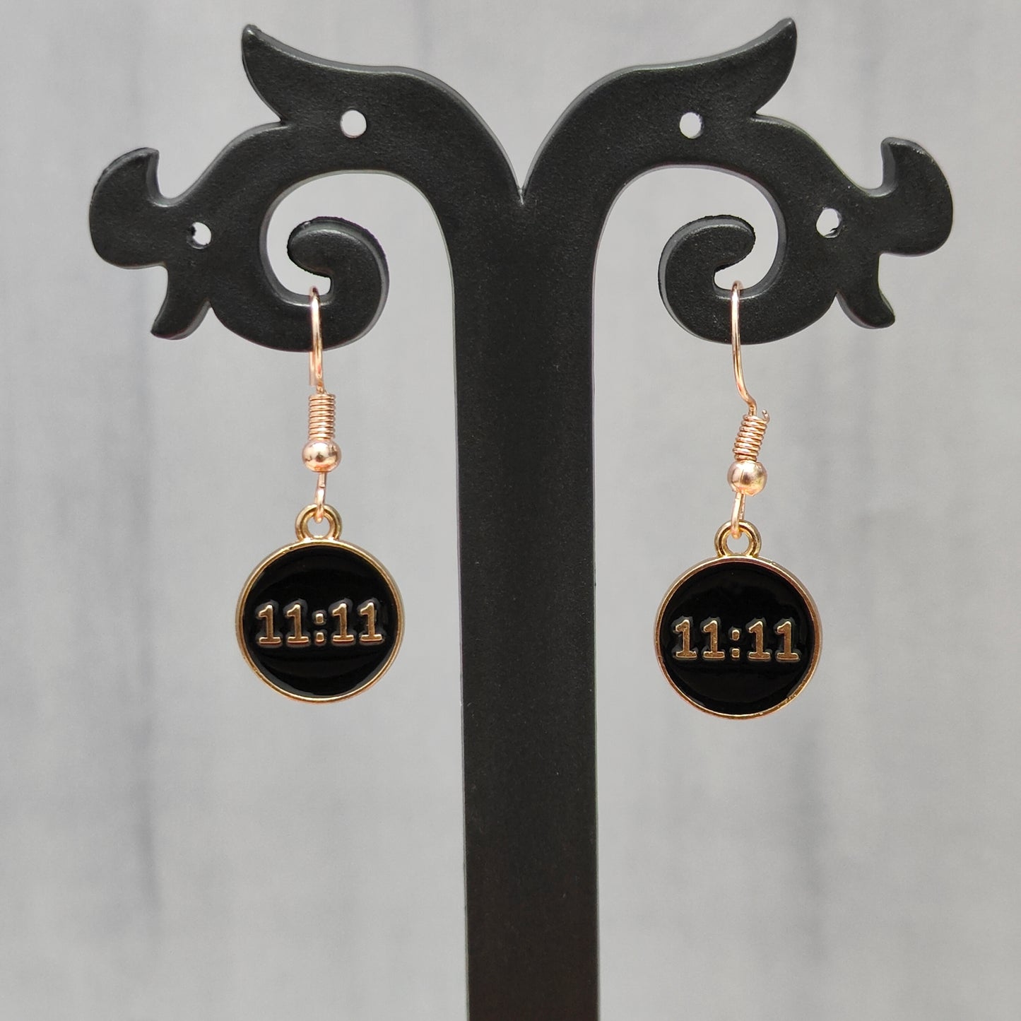 Manifest Black 11:11 Coins Rose Golden Christmas Earrings