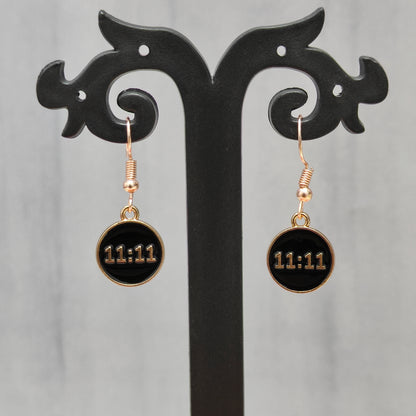 Manifest Black 11:11 Coins Rose Golden Christmas Earrings