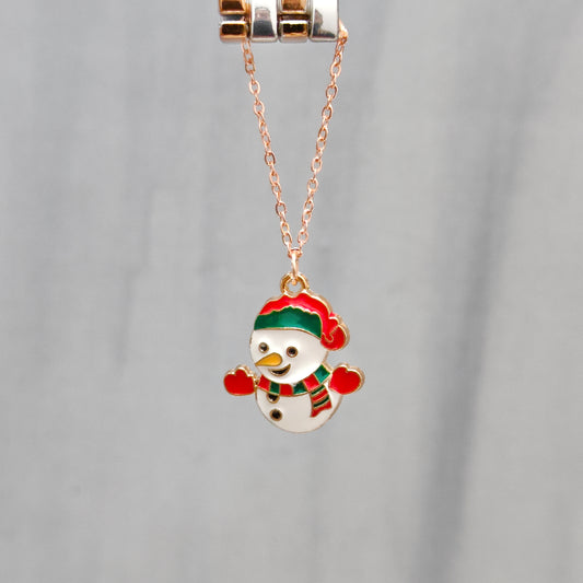 Happy Snowman Rose Golden Christmas Watch Charm
