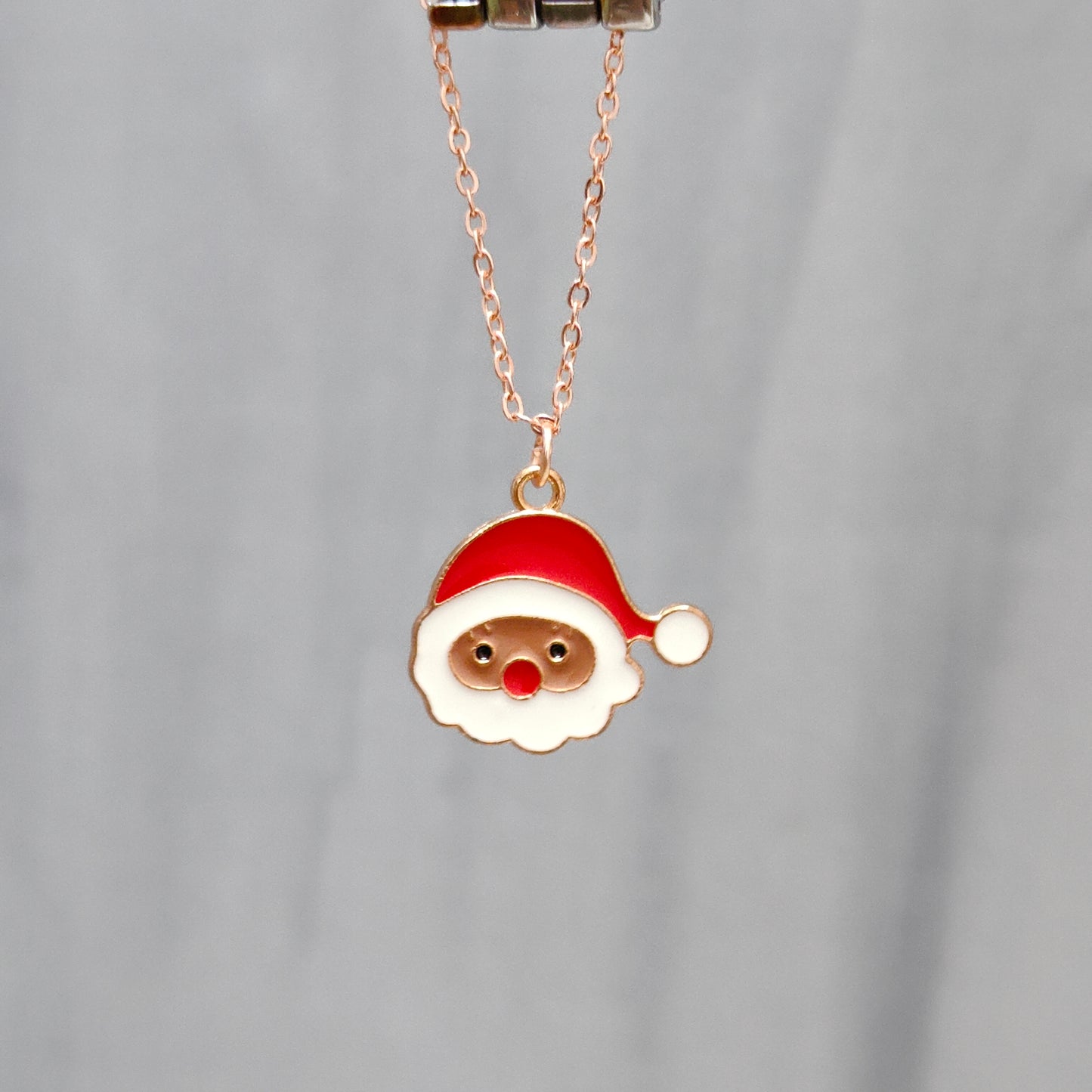 Cute Santa Face Rose Golden Christmas Watch Charm