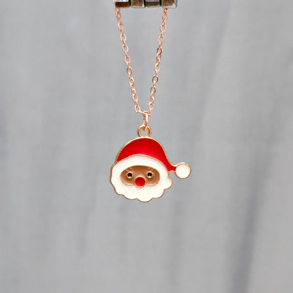Cute Santa Face Rose Golden Christmas Watch Charm